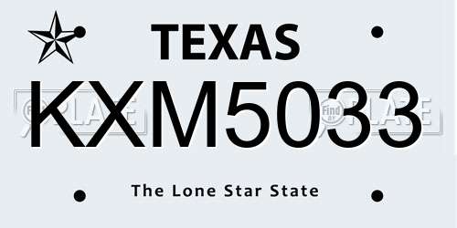 KXM5033 Texas License Plate
