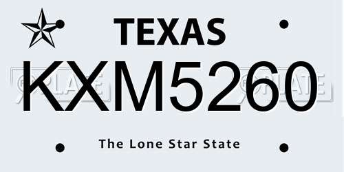 KXM5260 Texas License Plate