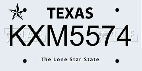 KXM5574 Texas License Plate