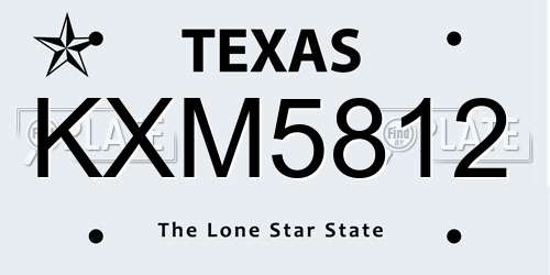 KXM5812 Texas License Plate