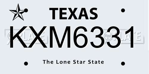 KXM6331 Texas License Plate