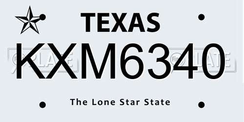 KXM6340 Texas License Plate