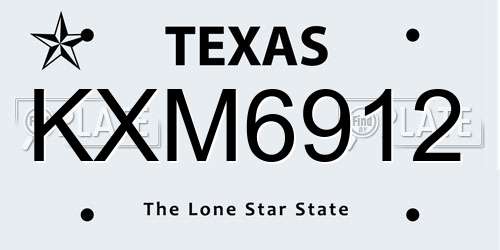 KXM6912 Texas License Plate