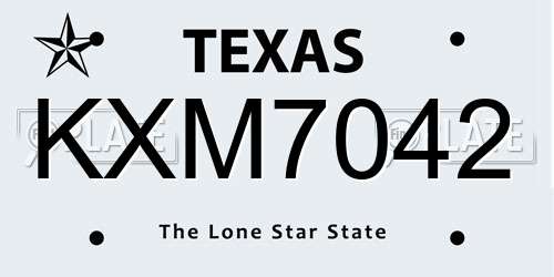 KXM7042 Texas License Plate