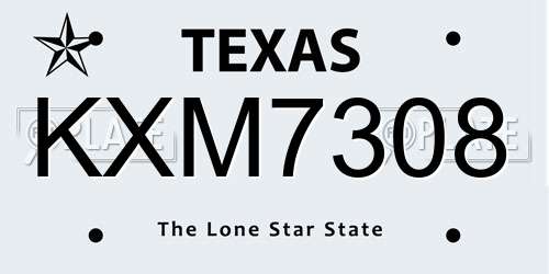 KXM7308 Texas License Plate