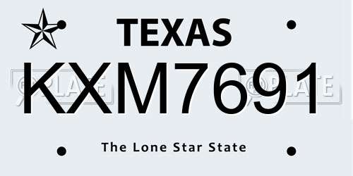 KXM7691 Texas License Plate