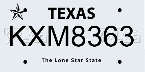 KXM8363 Texas License Plate