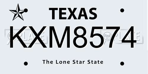 KXM8574 Texas License Plate