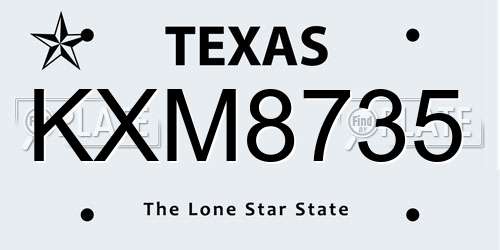 KXM8735 Texas License Plate