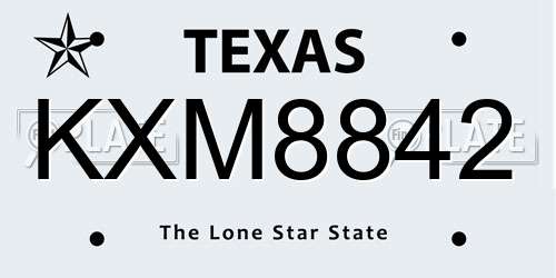 KXM8842 Texas License Plate