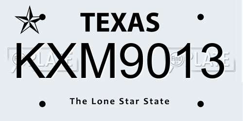 KXM9013 Texas License Plate