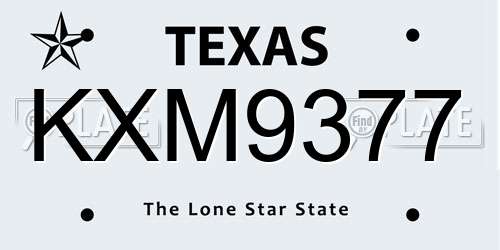 KXM9377 Texas License Plate