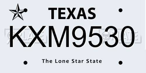 KXM9530 Texas License Plate