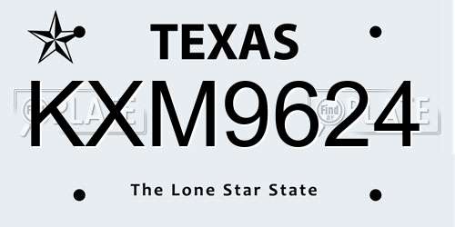 KXM9624 Texas License Plate