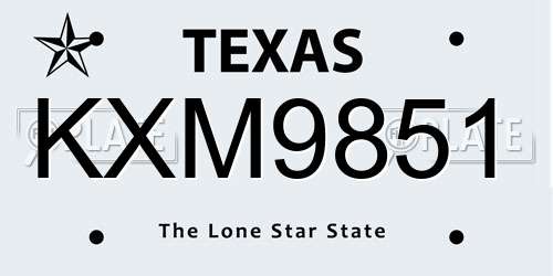 KXM9851 Texas License Plate