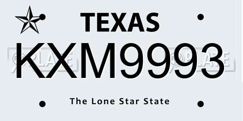 KXM9993 Texas License Plate