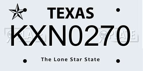 KXN0270 Texas License Plate