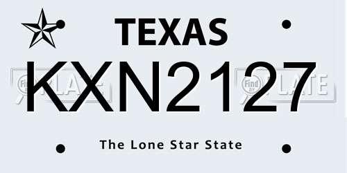 KXN2127 Texas License Plate
