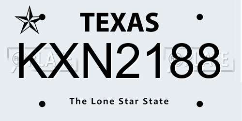 KXN2188 Texas License Plate
