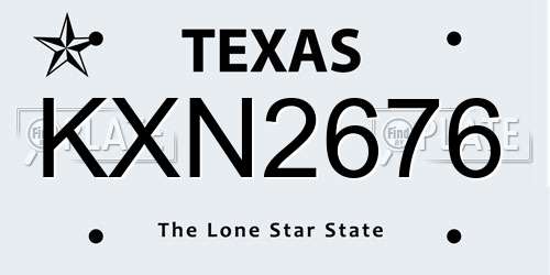 KXN2676 Texas License Plate