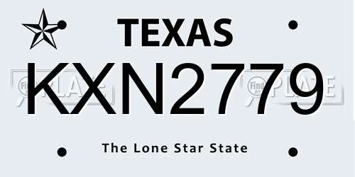 KXN2779 Texas License Plate