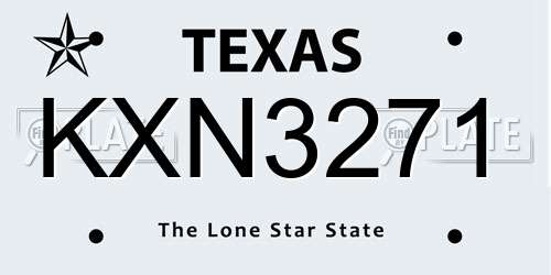 KXN3271 Texas License Plate