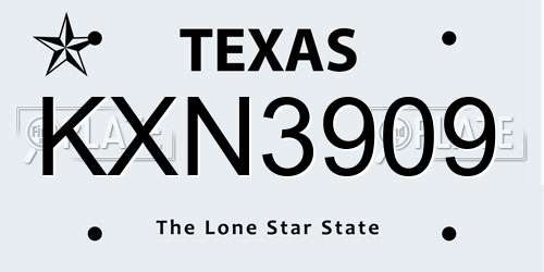 KXN3909 Texas License Plate