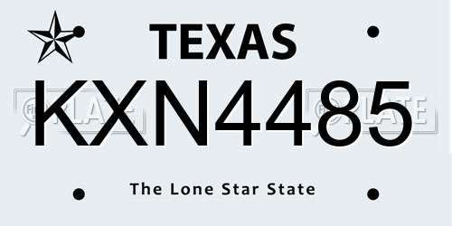 KXN4485 Texas License Plate