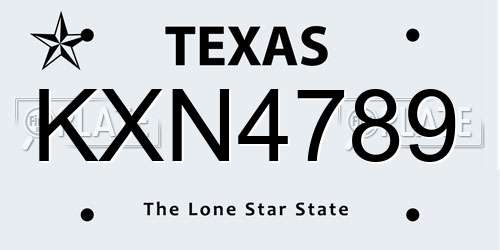 KXN4789 Texas License Plate