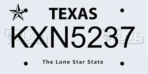KXN5237 Texas License Plate