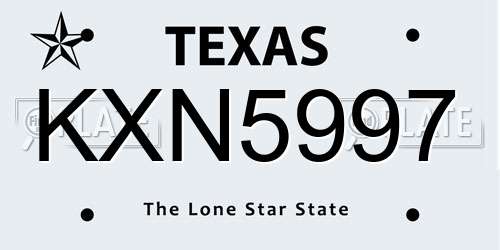 KXN5997 Texas License Plate