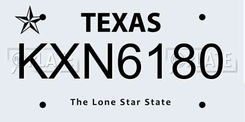 KXN6180 Texas License Plate