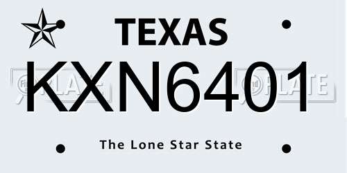 KXN6401 Texas License Plate