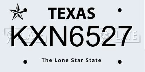 KXN6527 Texas License Plate