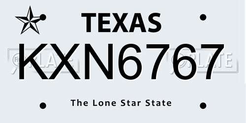 KXN6767 Texas License Plate
