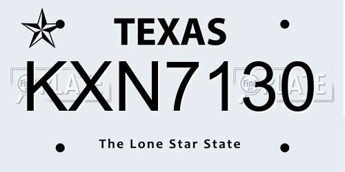 KXN7130 Texas License Plate