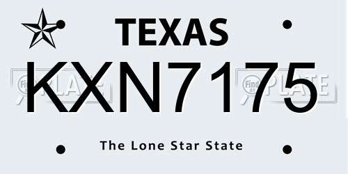 KXN7175 Texas License Plate