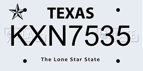 KXN7535 Texas License Plate