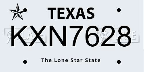 KXN7628 Texas License Plate