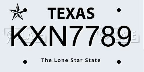 KXN7789 Texas License Plate