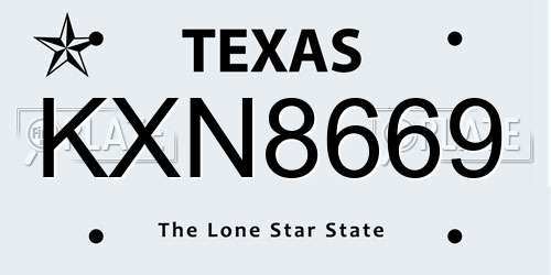 KXN8669 Texas License Plate