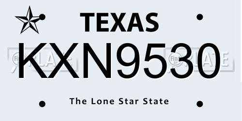 KXN9530 Texas License Plate