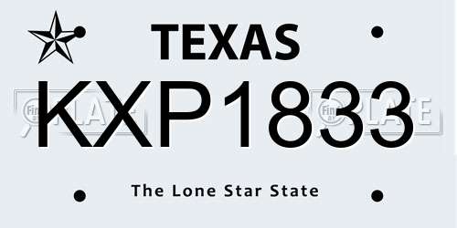 KXP1833 Texas License Plate