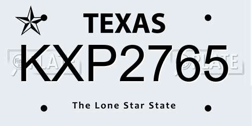 KXP2765 Texas License Plate