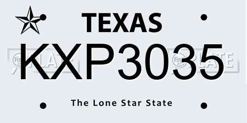 KXP3035 Texas License Plate