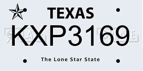 KXP3169 Texas License Plate