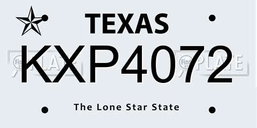 KXP4072 Texas License Plate