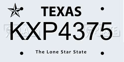 KXP4375 Texas License Plate