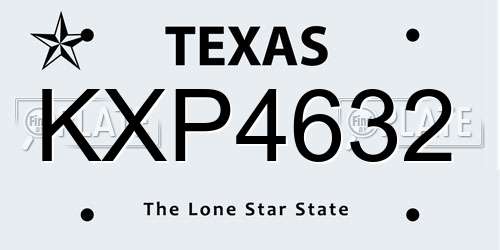 KXP4632 Texas License Plate