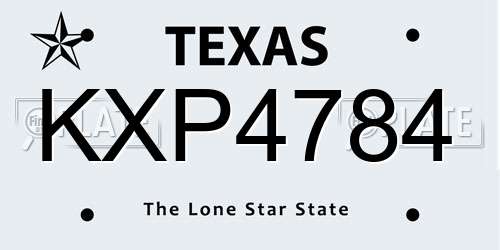 KXP4784 Texas License Plate